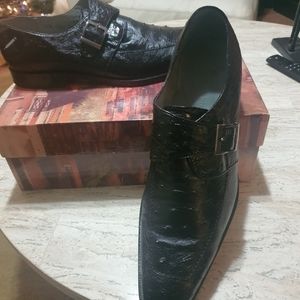 Men Black Ostrich shoes